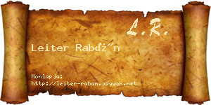 Leiter Rabán névjegykártya